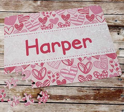 Personalized Pink Heart Puzzle